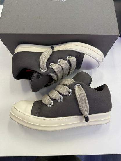 Rick Owens Sneakpeak Jumbo Lace Padded In Pelle Grigia