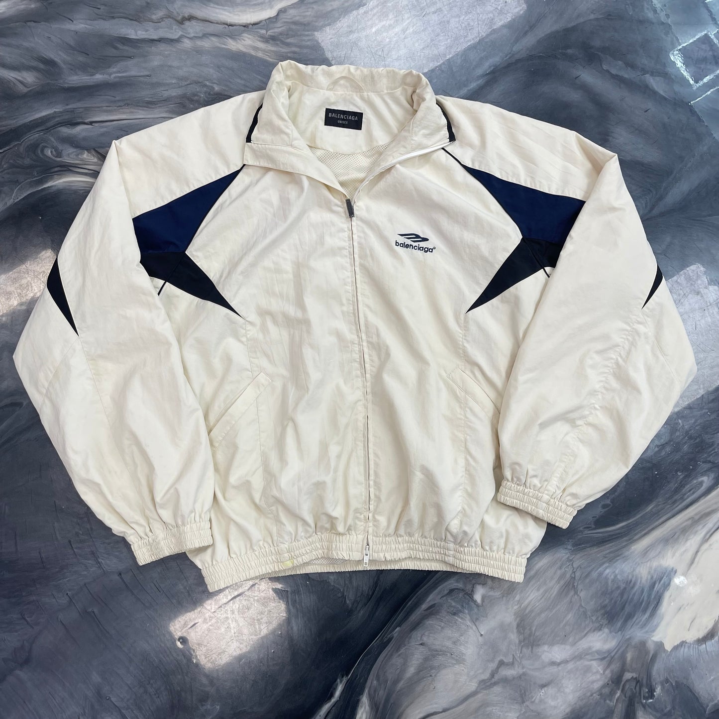 Balenciaga 3B Sports Icon Track Jacket Cream/Blue