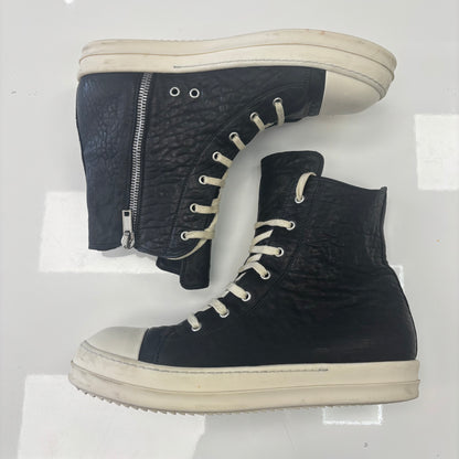 Rick Owens High-Top Black Pebbled Lamb Leather Ramone (USED)