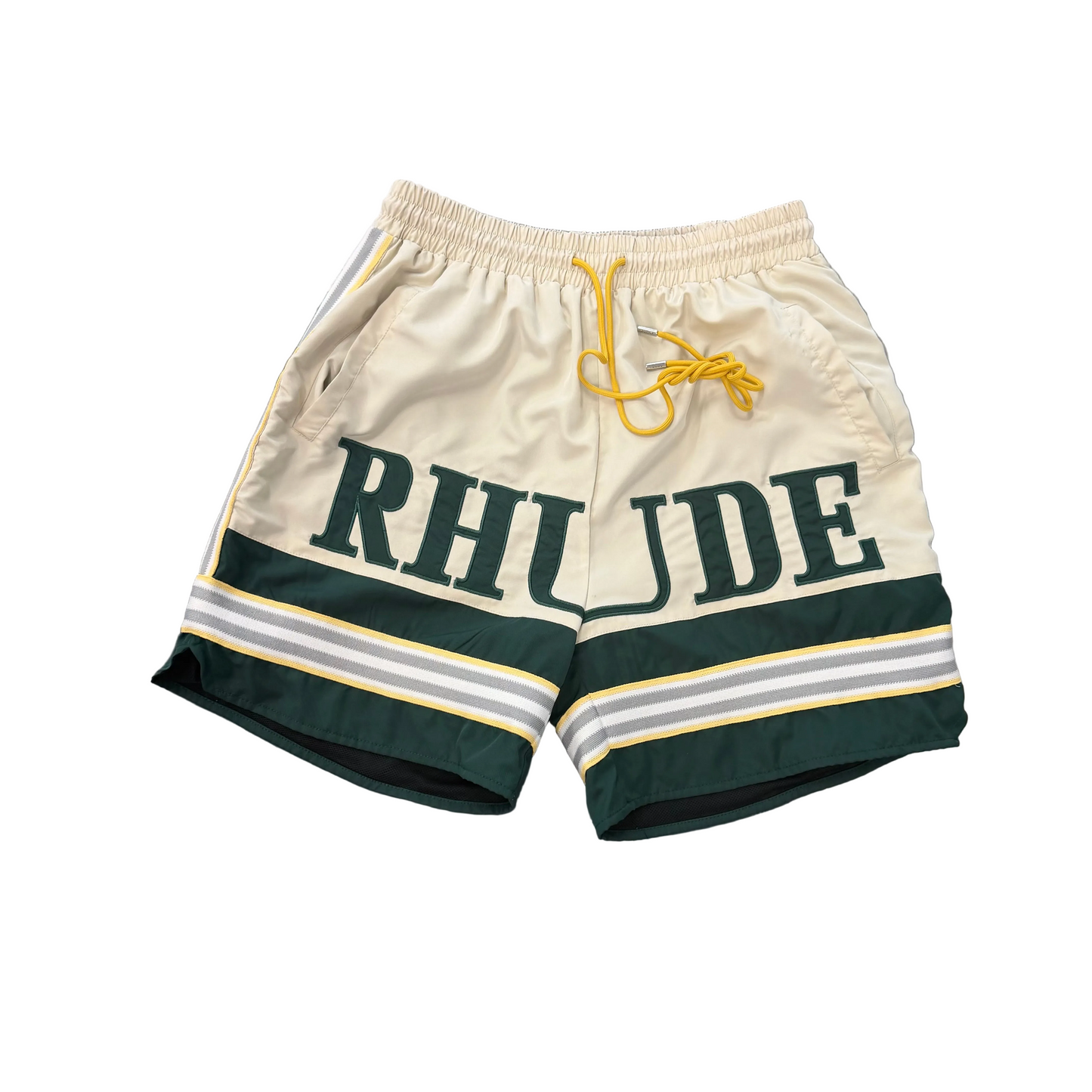 Rhude EmbroideredGreen/Khaki/Yellow shorts