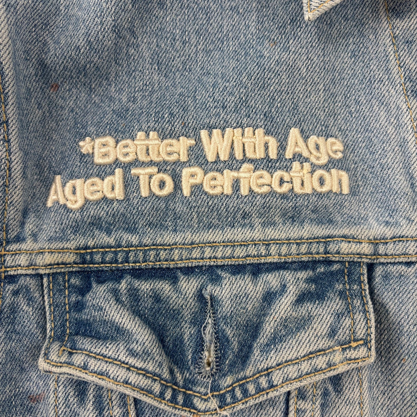 Better With Age Portrait Denim Jacket Multi Patch