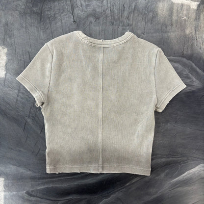 Alexander Wang Women’s Distressed Edge Rib Baby Tee Grey