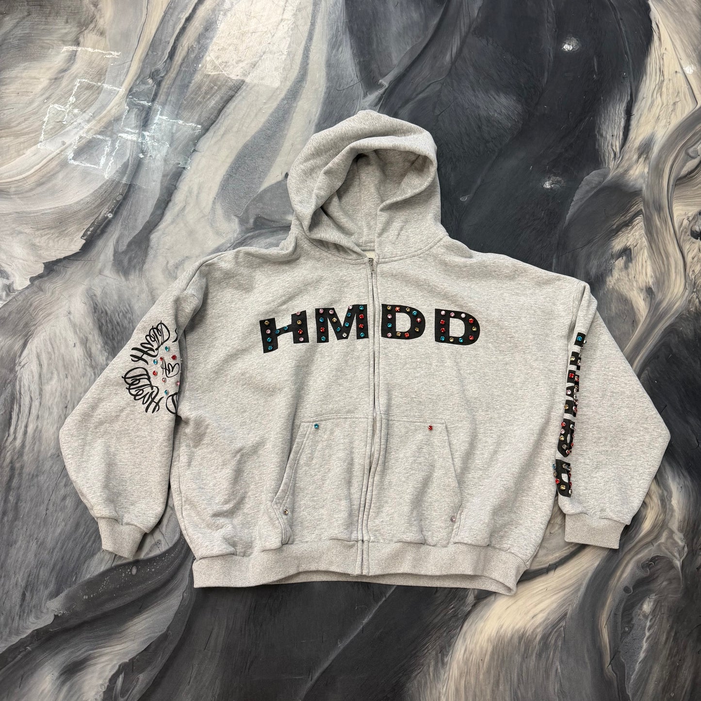 HMDD Chimstone rhinestone-embellished zip-up hoodie