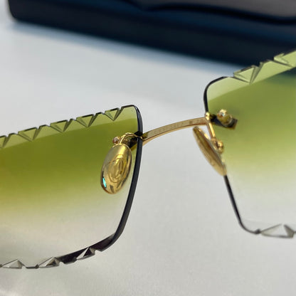 Cartier Green Diamond Cut Sunglasses
