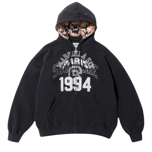 Supreme x MM6 Maison Margiela Zip Up Hooded Sweatshirt Black