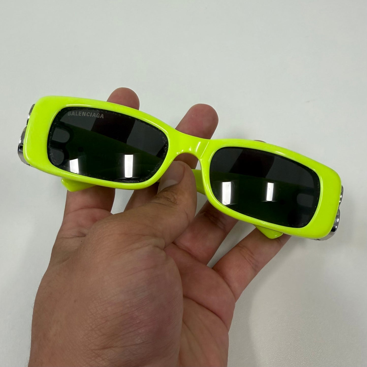Balenciaga Rectangular Sunglasses Neon