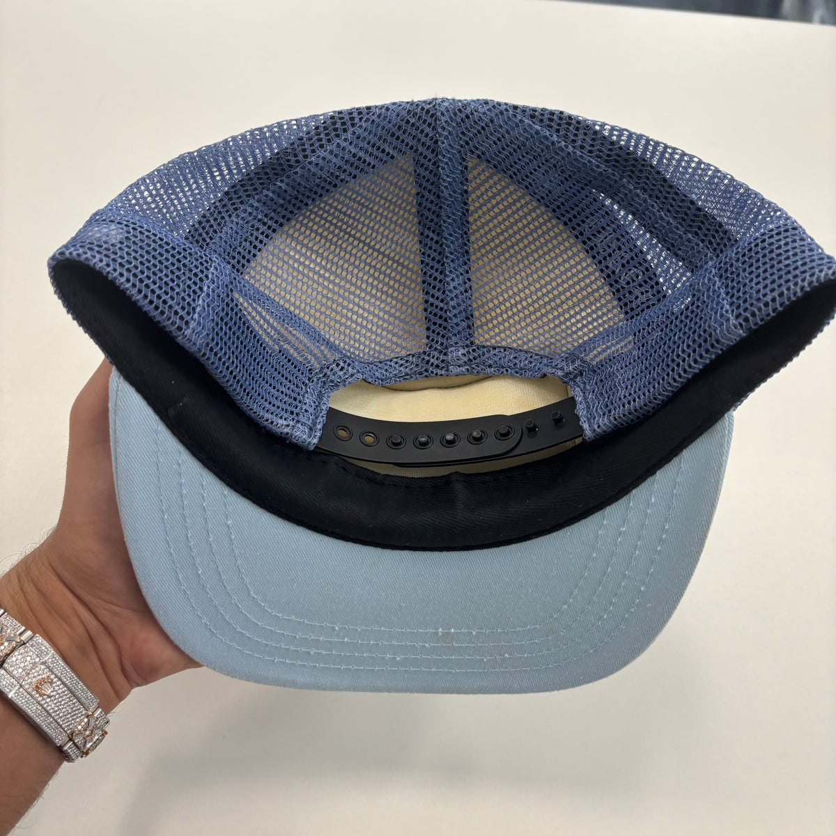 Chrome Hearts Miami Exclusive Embroidered CH Patch Trucker Hat Blue White Black