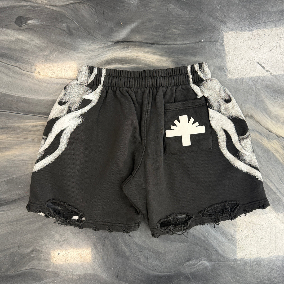 Vertabrae Skull Face Shorts Black