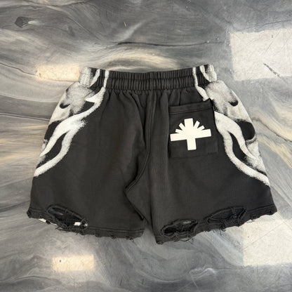 Vertabrae Skull Face Shorts Black