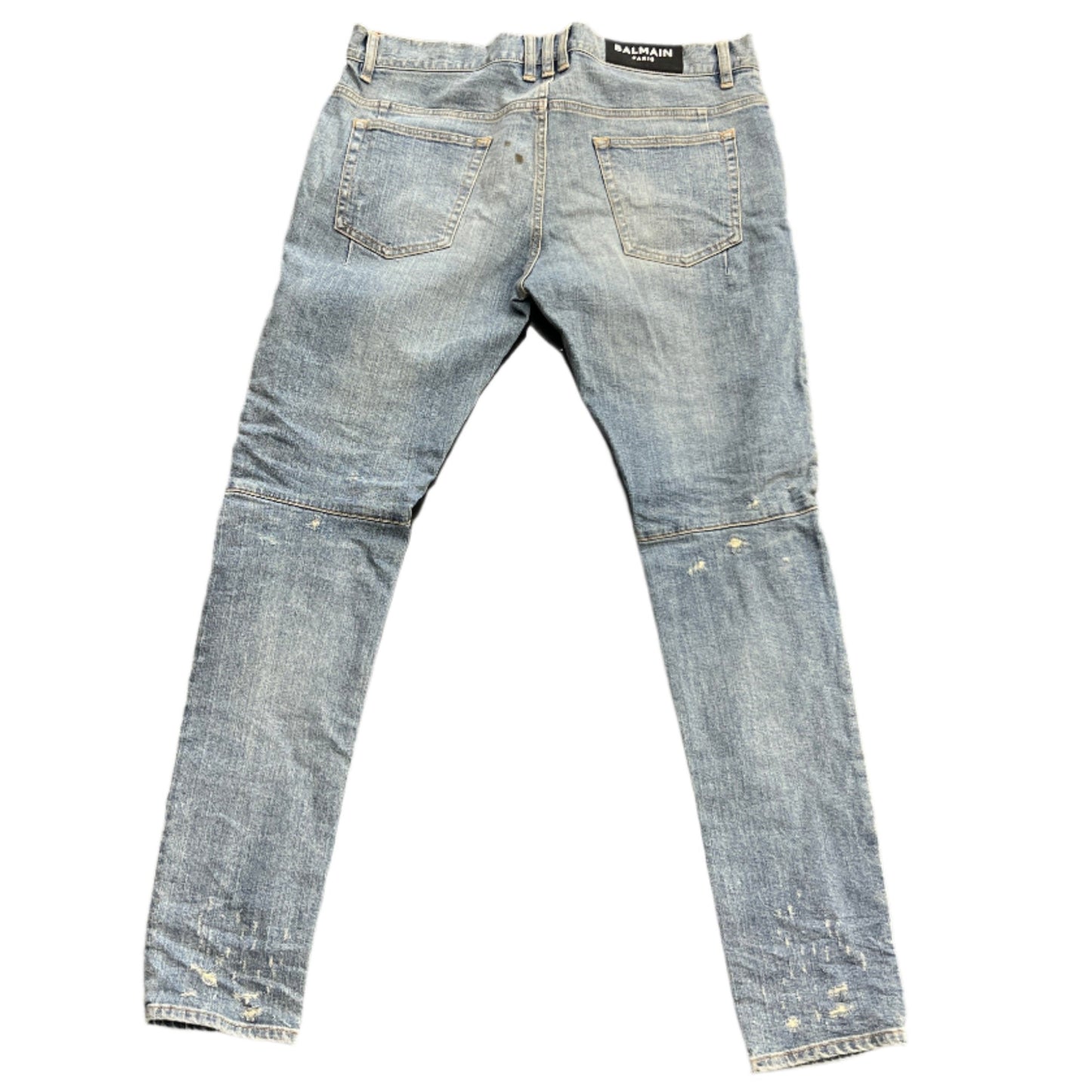 Balmain Light Wash Biker Jeans