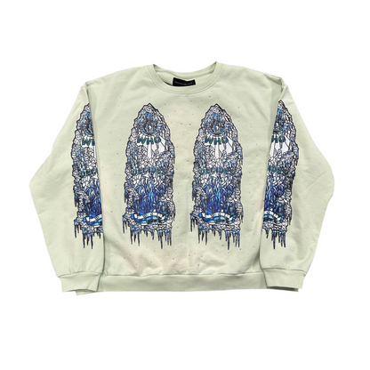 Who Decides War Green Iced Glass Crewneck Sweatshirt