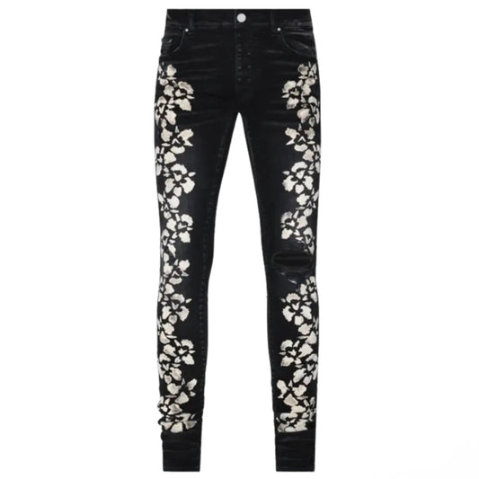 Amiri Hibiscus Stencil Jean 'Black'