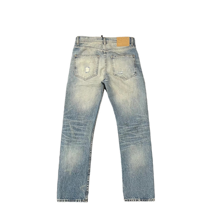 ERD Light-Wash, Distressed Straight-Leg Jeans