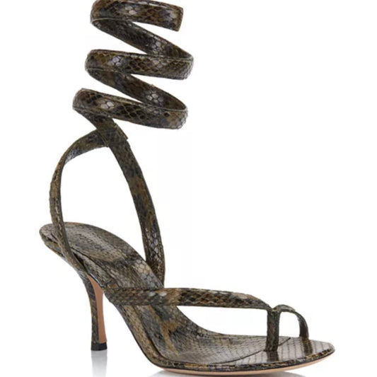 Bottega Veneta Women's Snake-Print High-Heel Sandals (USED)