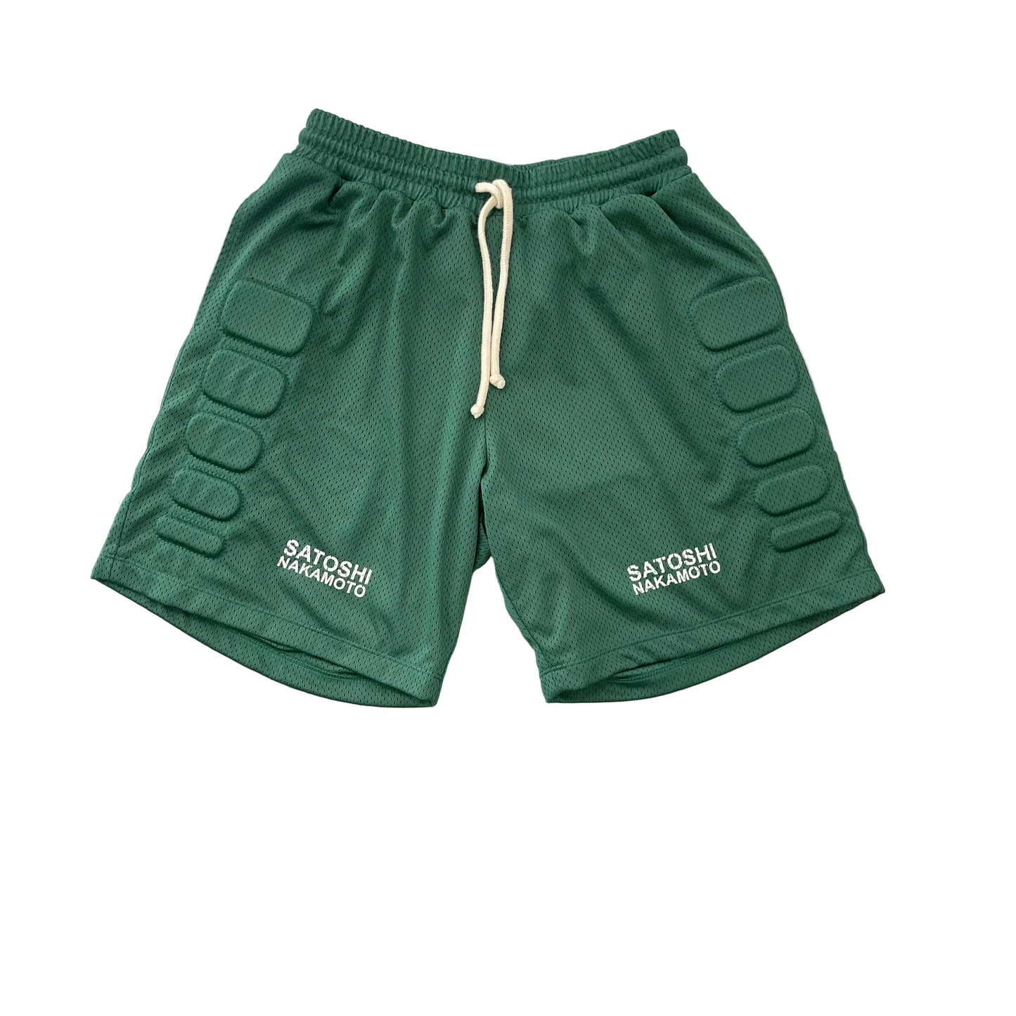 Satoshi Nakamoto Green Mesh Moto Shorts