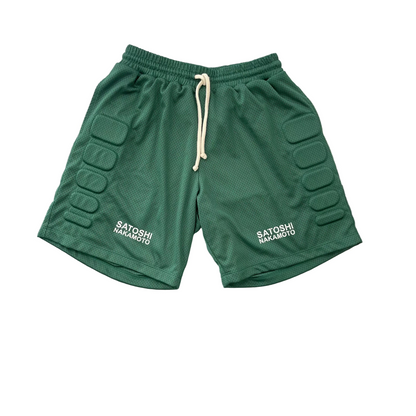 Satoshi Nakamoto Green Mesh Moto Shorts
