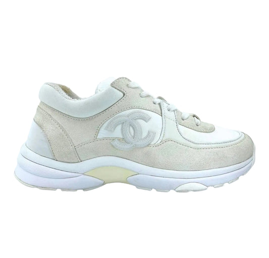 Chanel CC Logo Trainer Low Suede Calfskin Fabric (USED)