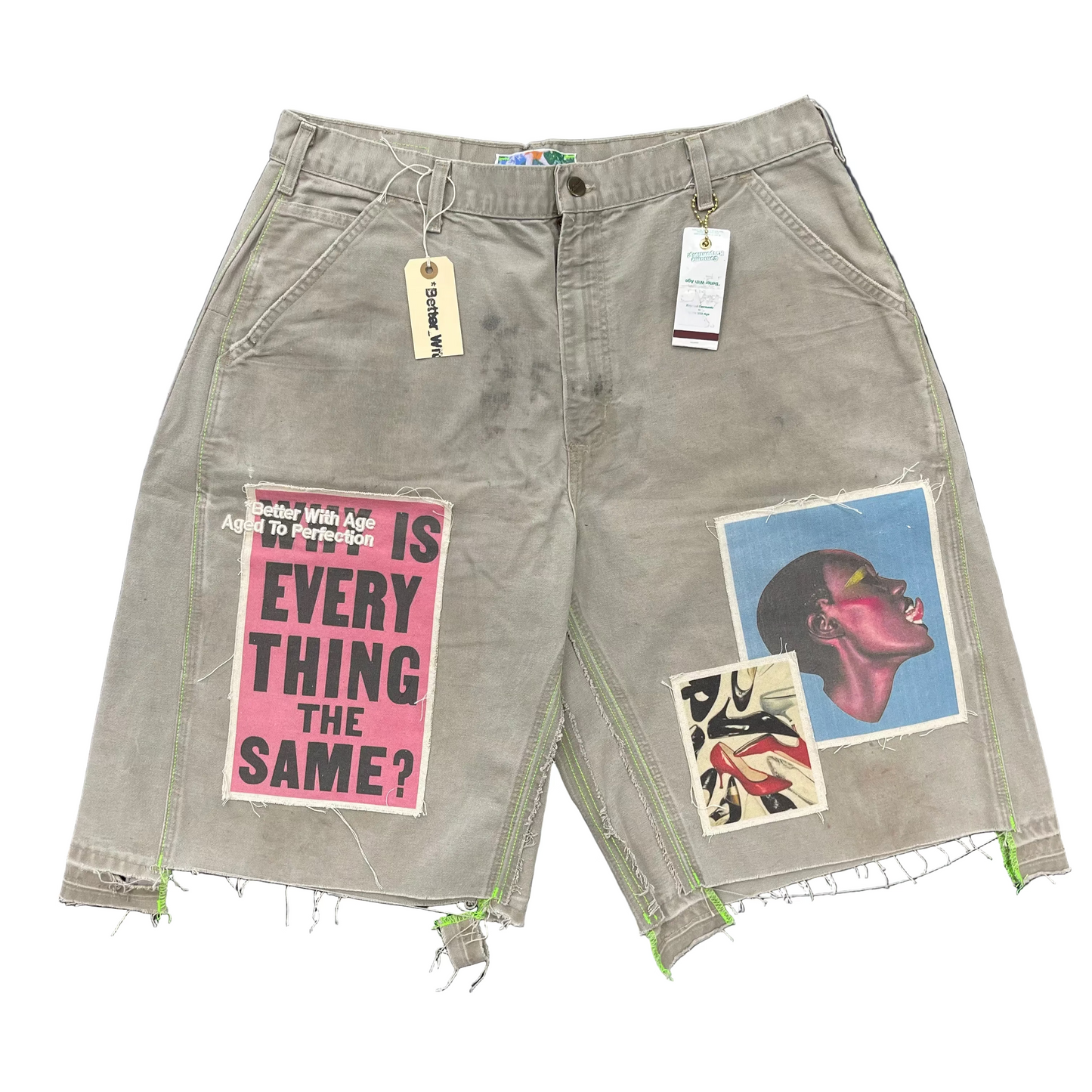 Better With Age Khaki/Grey Cocktail Single Knee Shorts Multi