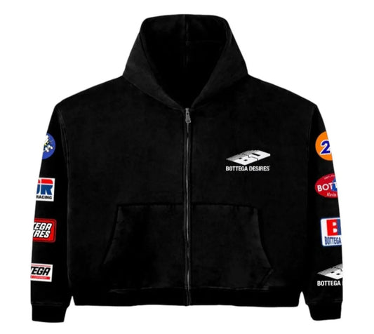 Bottega Desires Patches Zip Hoodie
Black