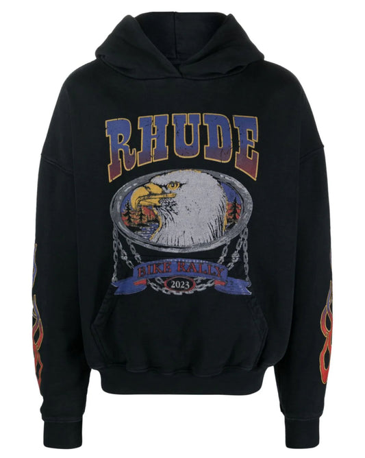 RHUDE Screaming Eagle Hoodie Black