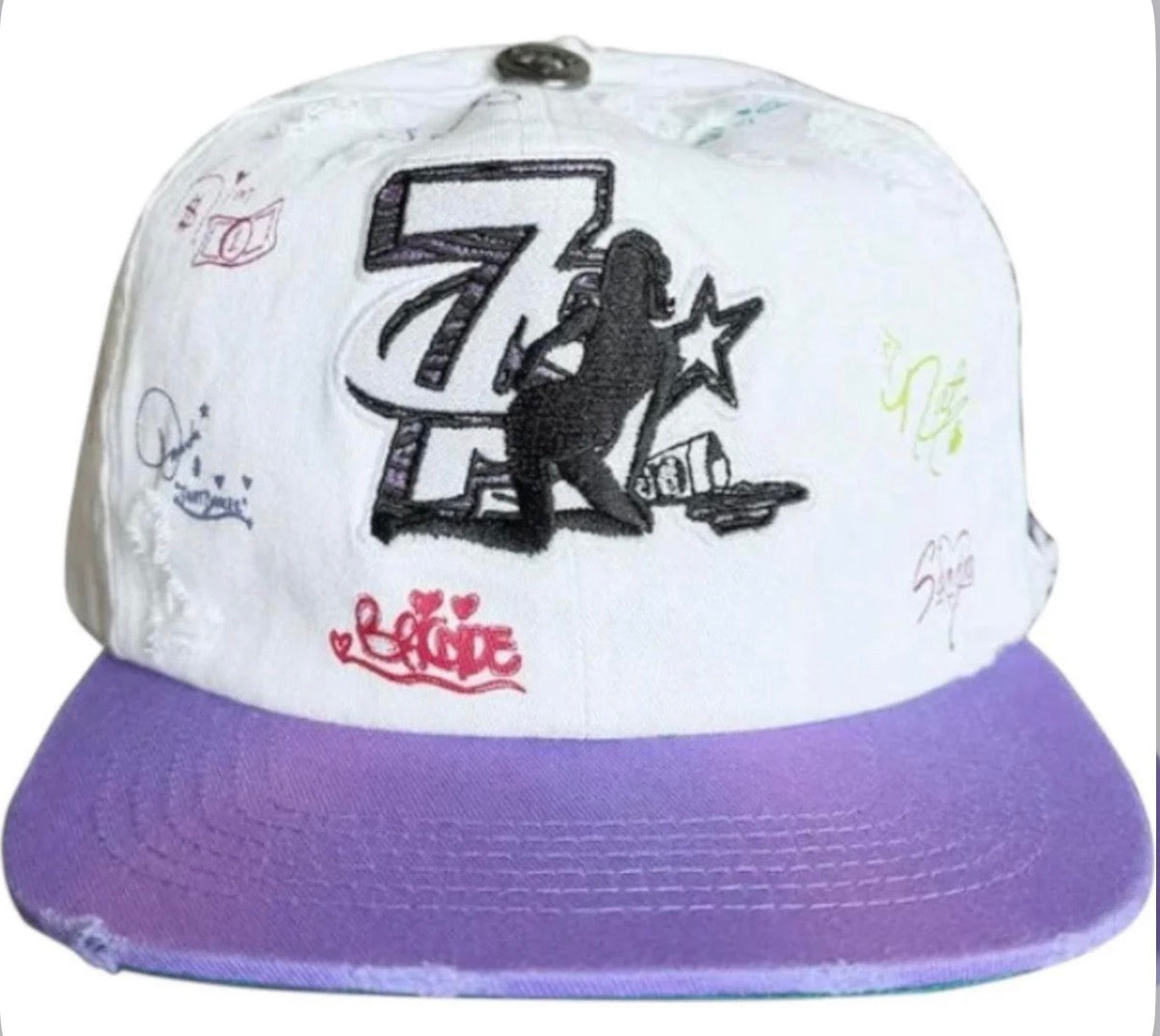 Triple Sevens x Booby Trap Logo Snapback Hat White