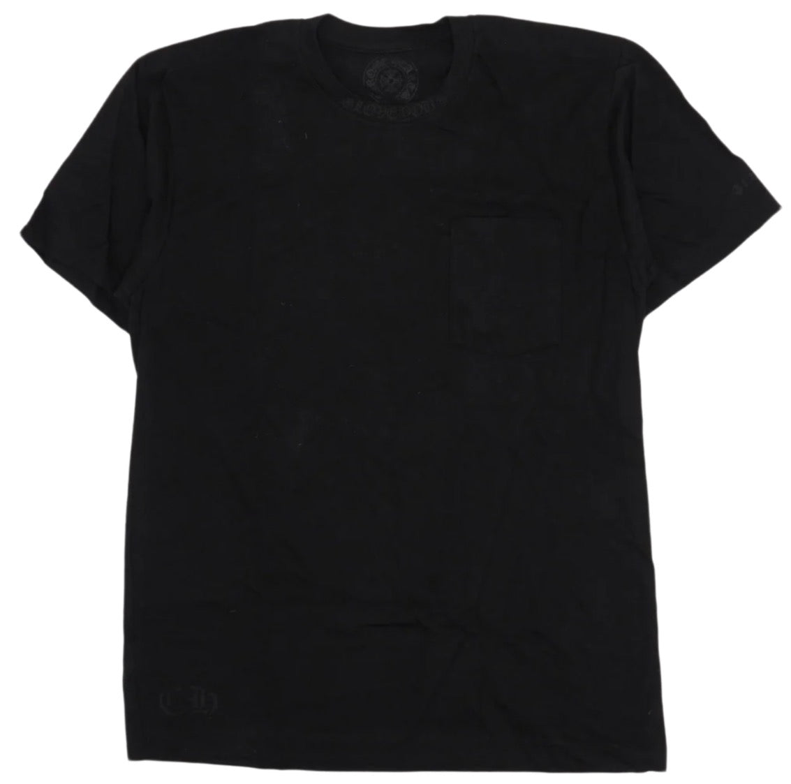 CHROME HEARTS 'BLACK' CANNES TONAL NECK LOGO POCKET TEE
