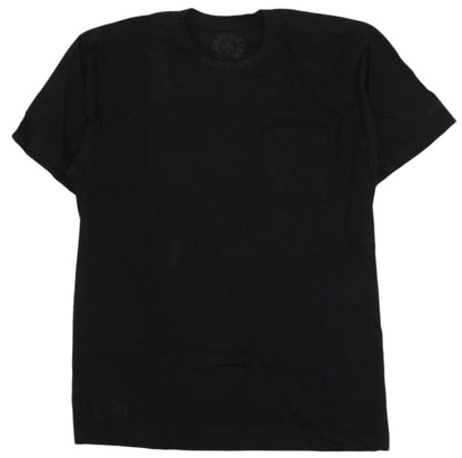 CHROME HEARTS 'BLACK' CANNES TONAL NECK LOGO POCKET TEE