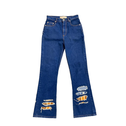 Marni Distressed Denim Mohair Patch Jeans