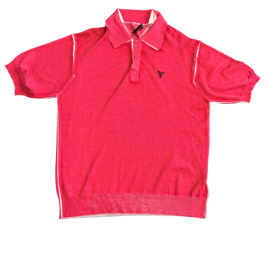 Prada red cashmere polo shirt