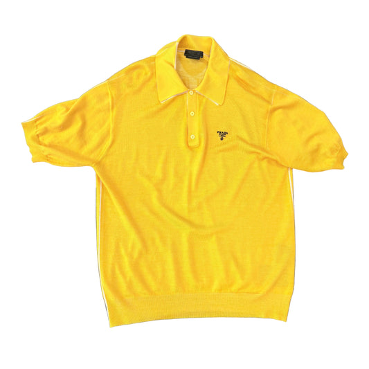 Prada yellow cashmere polo shirt