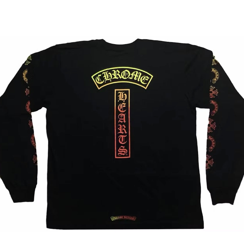 Chrome Hearts Gradient Logo L/S T-shirt Black/Yellow/Orange