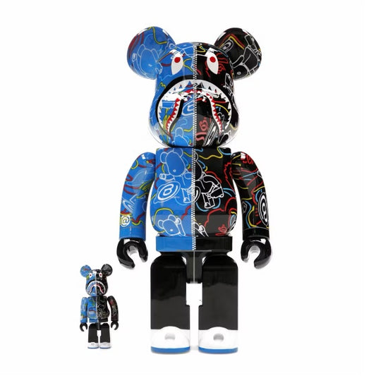 Bearbrick × BAPE Line Camo Shark 100% & 400% Set