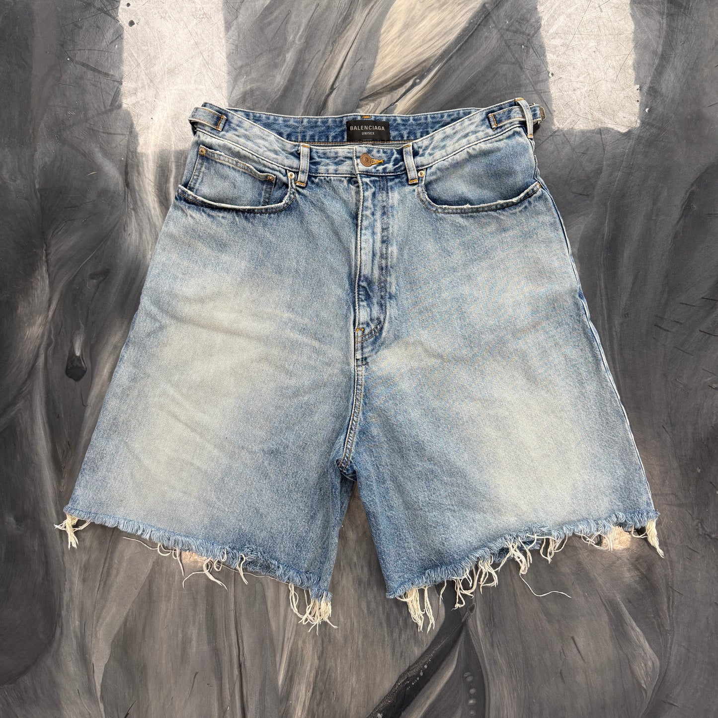 Balenciaga Wide Leg Skater Denim Shorts