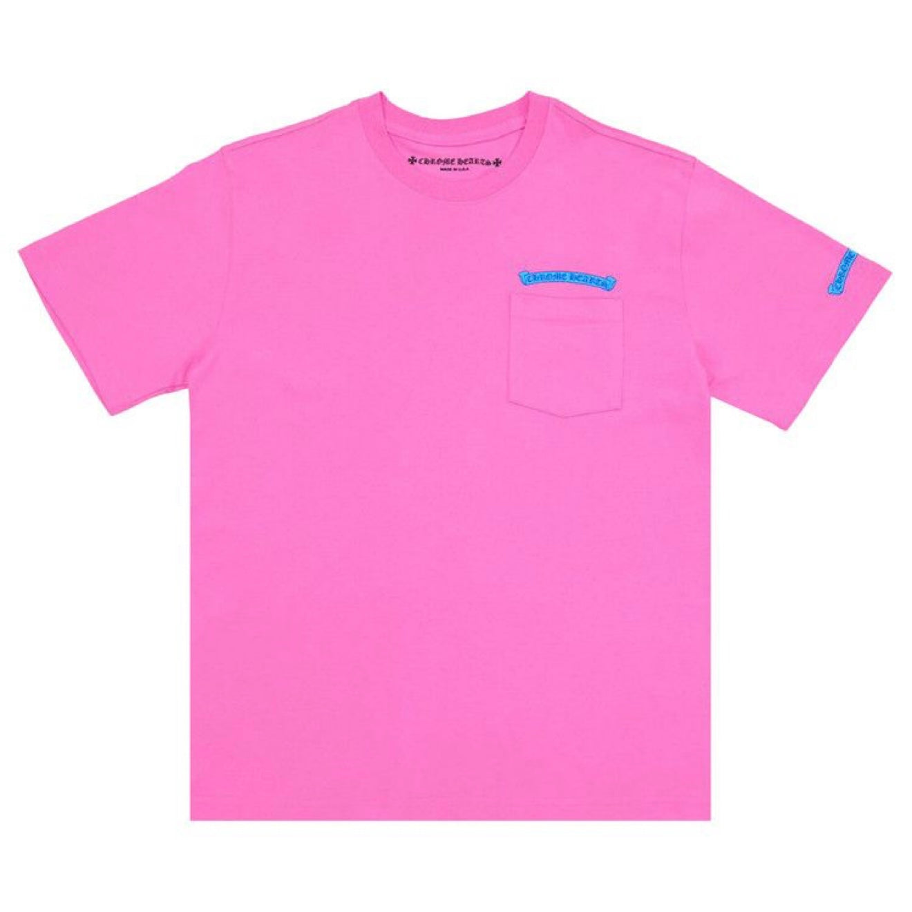 Chrome Hearts Scroll Logo Pocket Tee 'Pink/Blue'