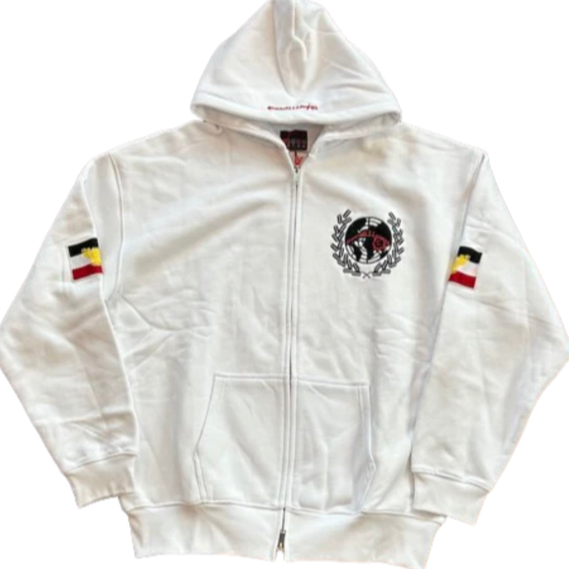 MURD333R.FM 'PEACEMAKER' WHITE ZIP UP HOODIE