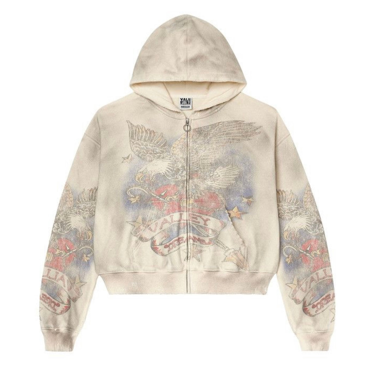 Vale Forever Nostalgia Zip Up Hoodie Tattered Cream