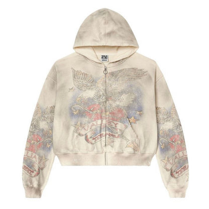 Vale Forever Nostalgia Zip Up Hoodie Tattered Cream