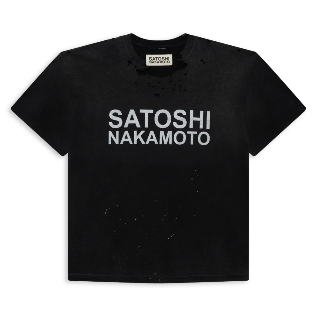 Satoshi Nakamoto Neck Distressed Tee