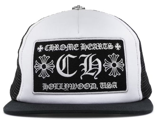 Chrome Hearts CH Hollywood Trucker Hat Black/White