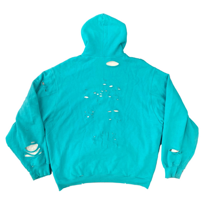 Balenciaga Destroyed Hoodie in the 'Turquoise/White'