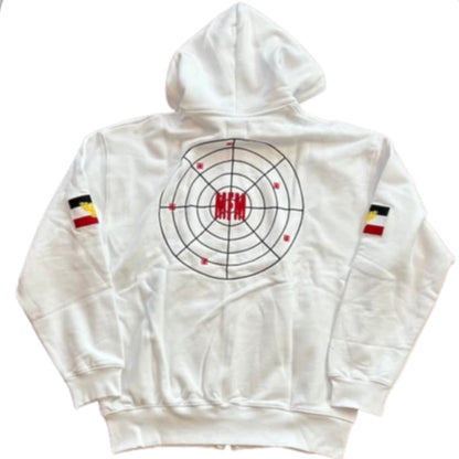 MURD333R.FM 'PEACEMAKER' WHITE ZIP UP HOODIE