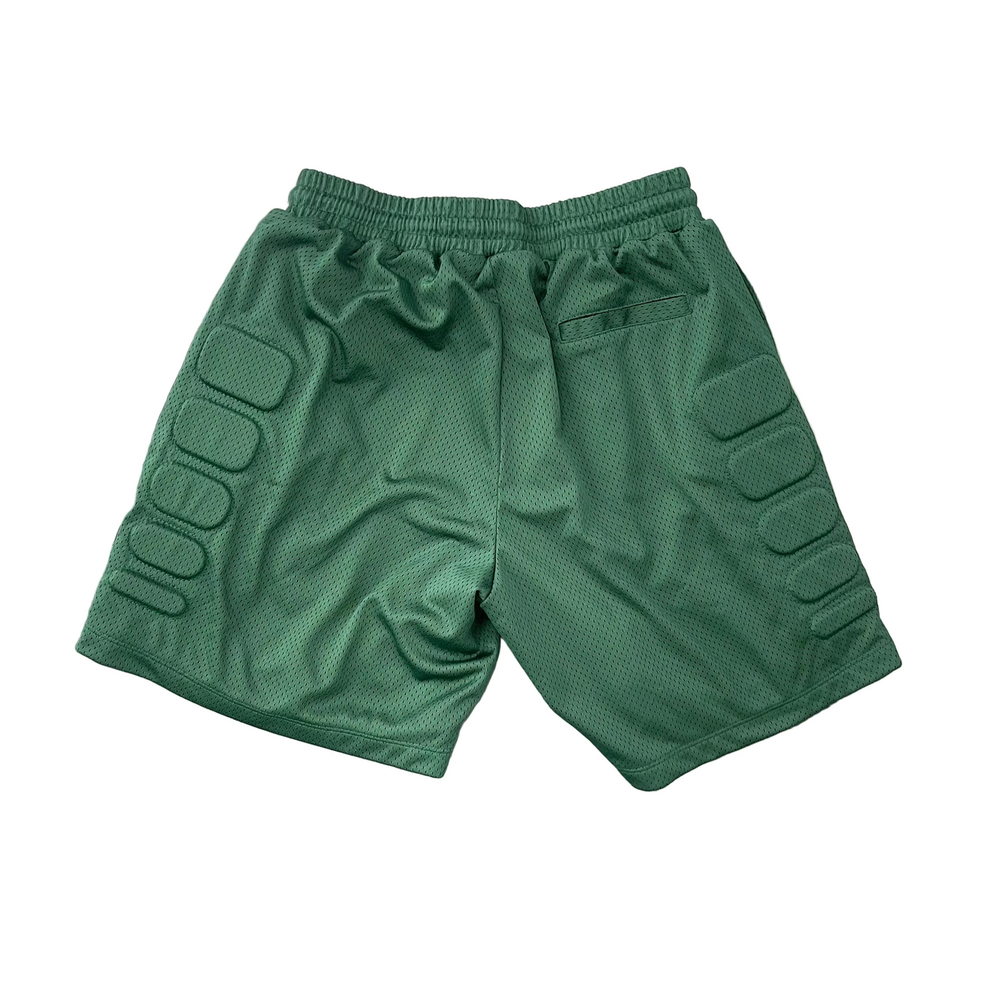Satoshi Nakamoto Green Mesh Moto Shorts