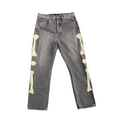 Kapital Men's Gray Slim-Fit Crochet-Trimmed Jeans