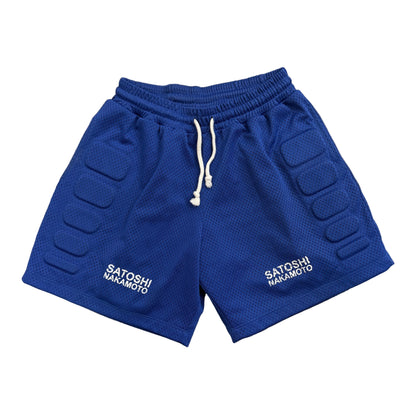 Satoshi Nakamoto Royal Blue Mesh Moto Shorts