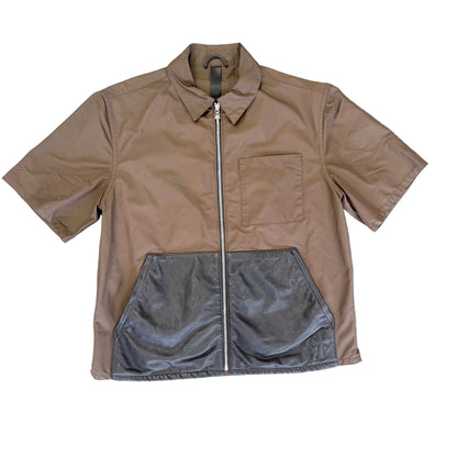 Chrome Hearts Brown Nylon Carpenter Leather Pocket Zip Shirt 3 PATCH