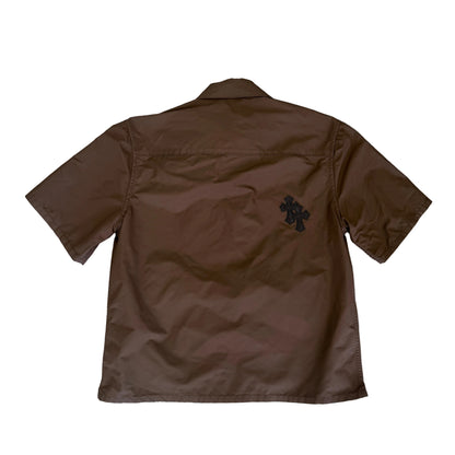 Chrome Hearts Brown Nylon Carpenter Leather Pocket Zip Shirt 3 PATCH