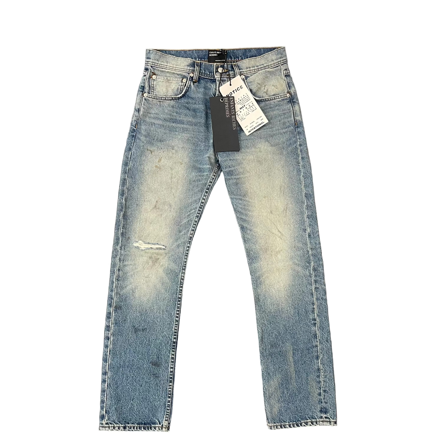 ERD Light-Wash, Distressed Straight-Leg Jeans