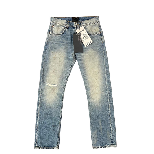 ERD Light-Wash, Distressed Straight-Leg Jeans