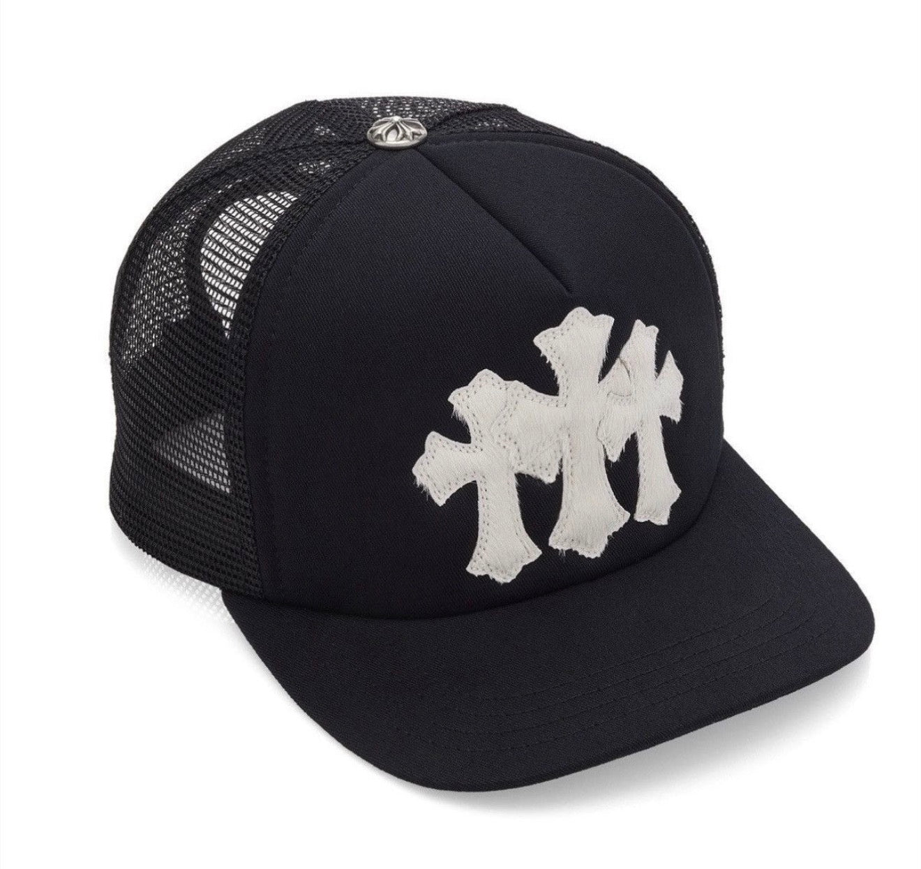 Chrome Hearts Cemetery Pony Hair Trucker Hat
Black