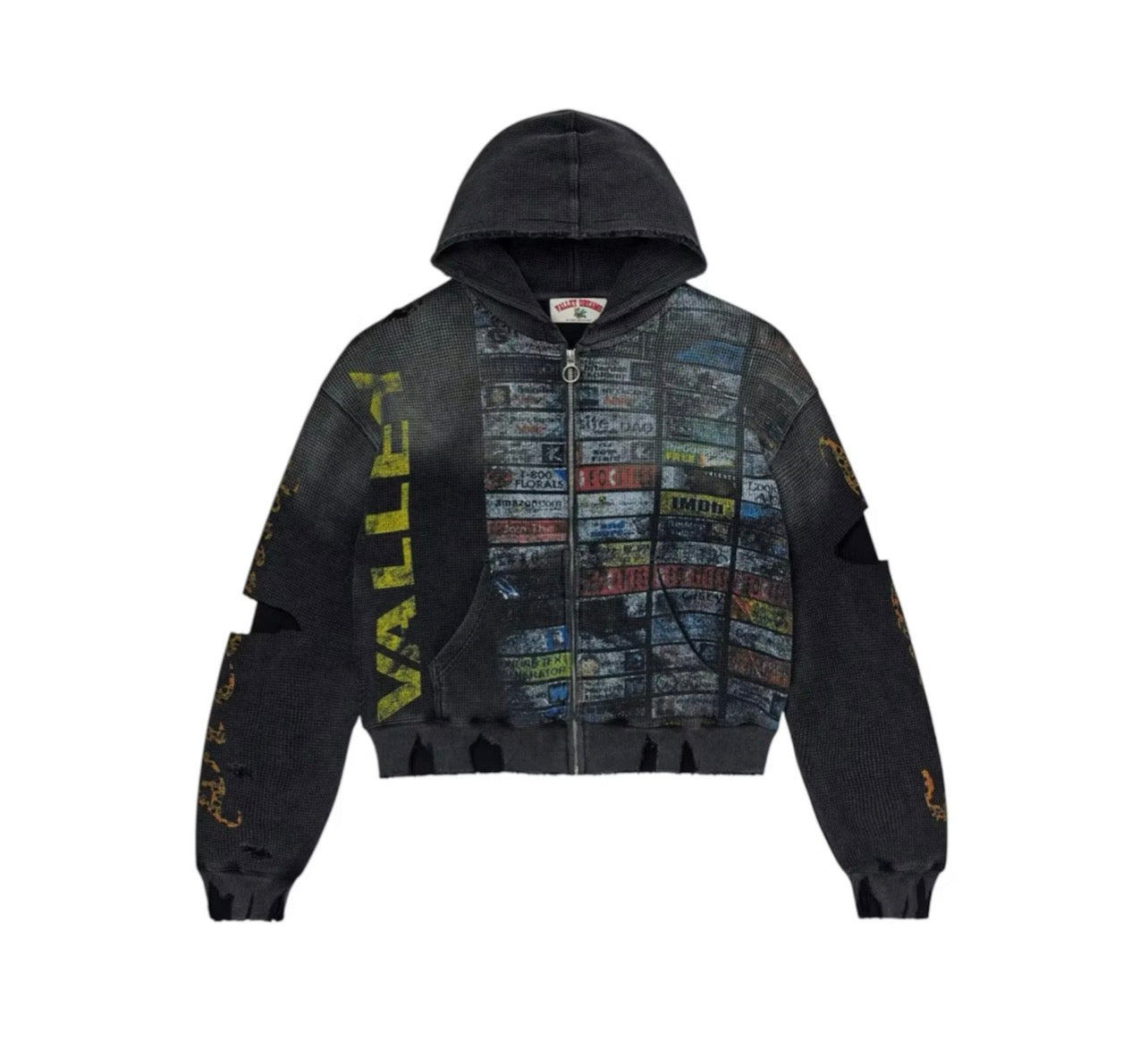 Vale Forever Glitch Waffle Thermal Zip Up Hoodie